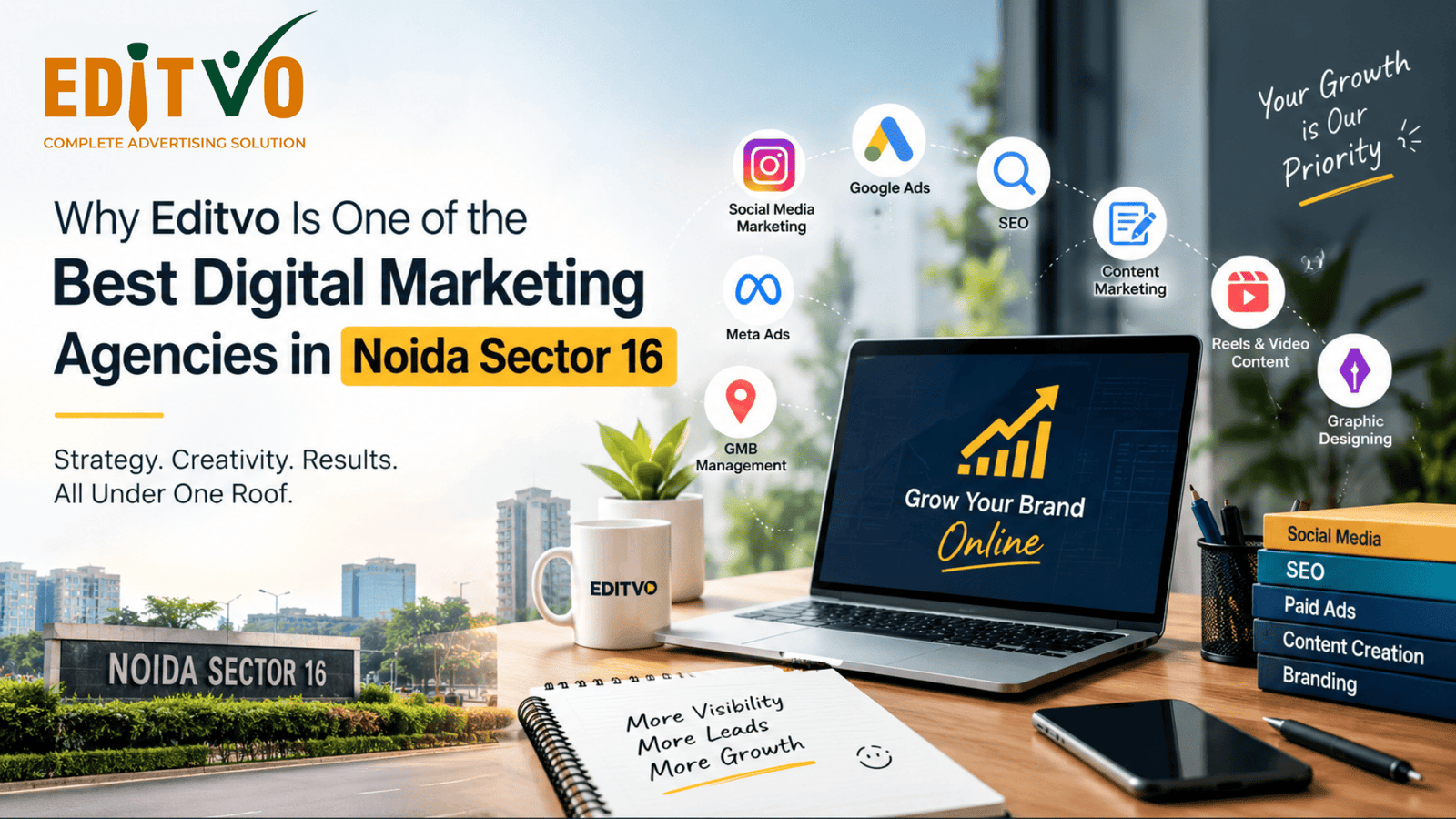Why Editvo Is One of the Best Digital Marketing Agencies in Noida Sector 16 